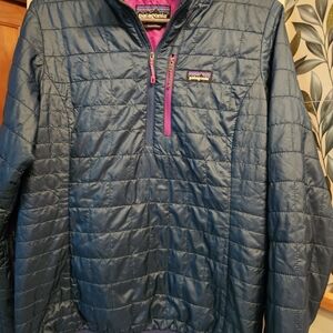 Patagonia Navy Blue Quilted Jacket with Pink Accents